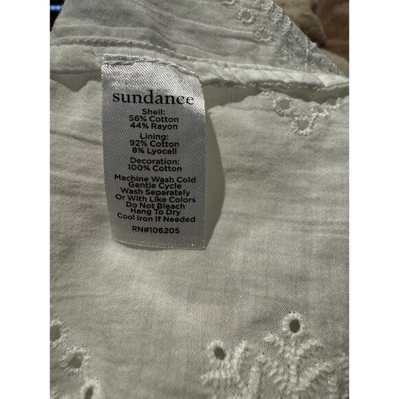 SUNDANCE White Eyelet Embroidered Blouse PM Petite Medium with Cami Liner - Picture 6 of 6